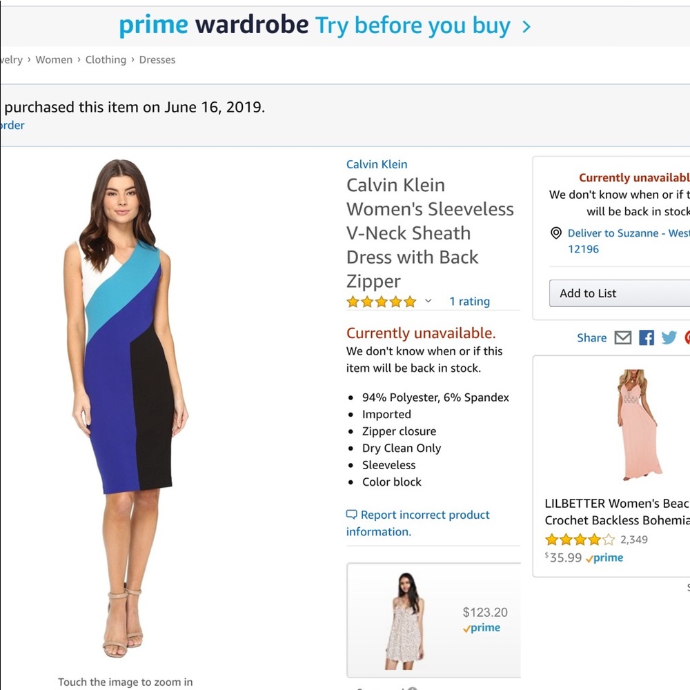 NWT Calvin Klein color block dress